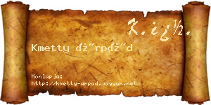Kmetty Árpád névjegykártya