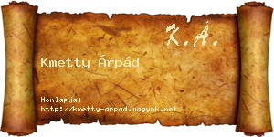 Kmetty Árpád névjegykártya