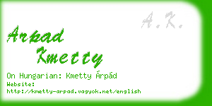 arpad kmetty business card