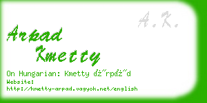 arpad kmetty business card